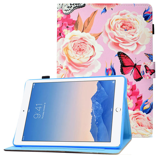 For iPad Air (2013) / Air 2 / iPad 9.7-inch (2017) / (2018) PU Leather Tablet Case Stitching Pattern Printing Stand Cover with Card Holder
