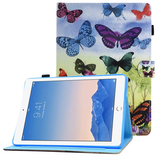 For iPad Air (2013) / Air 2 / iPad 9.7-inch (2017) / (2018) PU Leather Tablet Case Stitching Pattern Printing Stand Cover with Card Holder