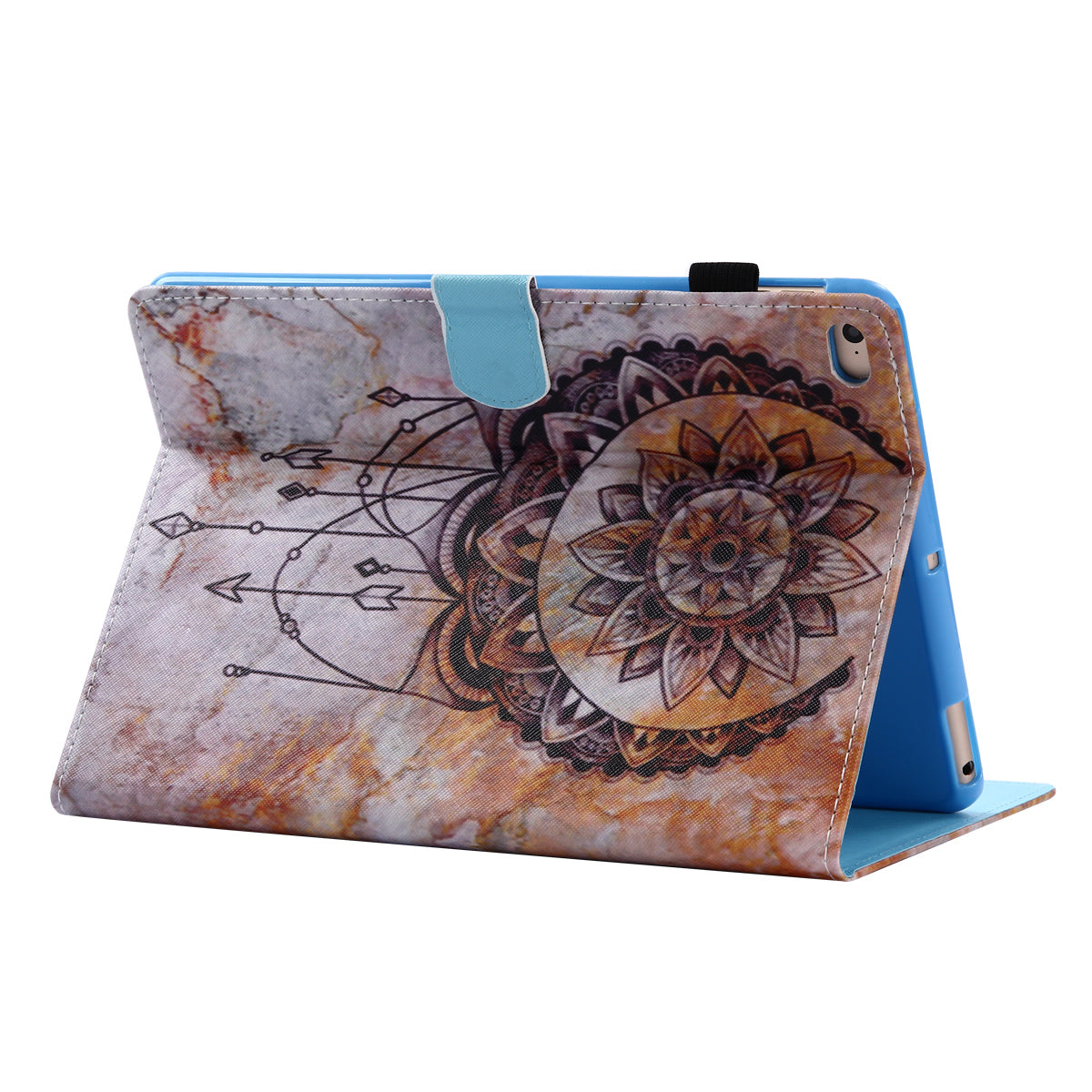 For iPad Air (2013) / Air 2 / iPad 9.7-inch (2017) / (2018) PU Leather Tablet Case Stitching Pattern Printing Stand Cover with Card Holder