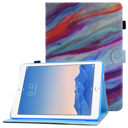 For iPad Air (2013) / Air 2 / iPad 9.7-inch (2017) / (2018) PU Leather Tablet Case Stitching Pattern Printing Stand Cover with Card Holder