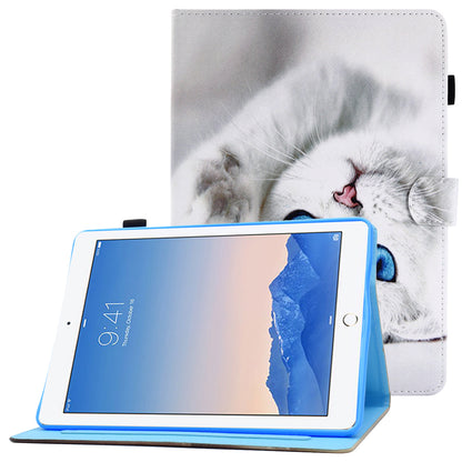 For iPad Air (2013) / Air 2 / iPad 9.7-inch (2017) / (2018) PU Leather Tablet Case Stitching Pattern Printing Stand Cover with Card Holder