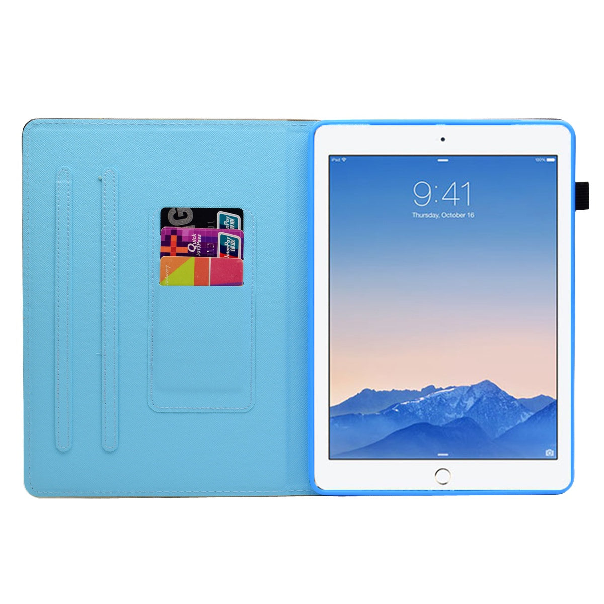 For iPad Air (2013) / Air 2 / iPad 9.7-inch (2017) / (2018) PU Leather Tablet Case Stitching Pattern Printing Stand Cover with Card Holder