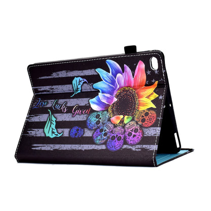 For iPad Air (2013) / Air 2 / iPad 9.7-inch (2017) / (2018) Stitching PU Leather Tablet Cover Pattern Printing Stand Card Holder Case with Elastic Band Closure