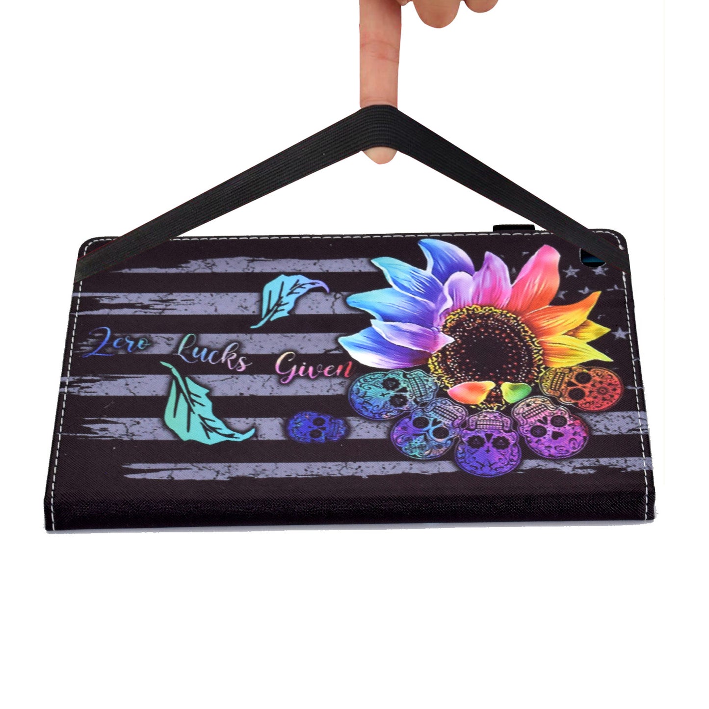 For iPad Air (2013) / Air 2 / iPad 9.7-inch (2017) / (2018) Stitching PU Leather Tablet Cover Pattern Printing Stand Card Holder Case with Elastic Band Closure