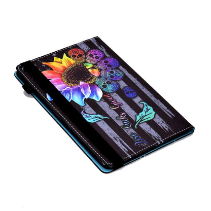 For iPad Air (2013) / Air 2 / iPad 9.7-inch (2017) / (2018) Stitching PU Leather Tablet Cover Pattern Printing Stand Card Holder Case with Elastic Band Closure