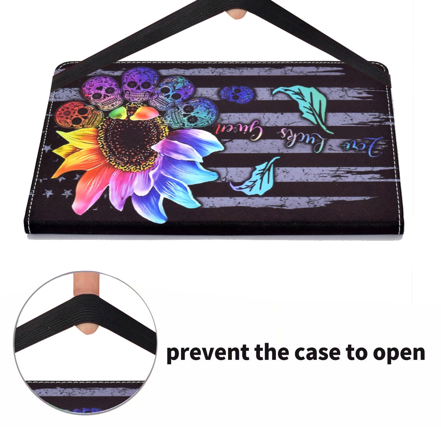For iPad Air (2013) / Air 2 / iPad 9.7-inch (2017) / (2018) Stitching PU Leather Tablet Cover Pattern Printing Stand Card Holder Case with Elastic Band Closure