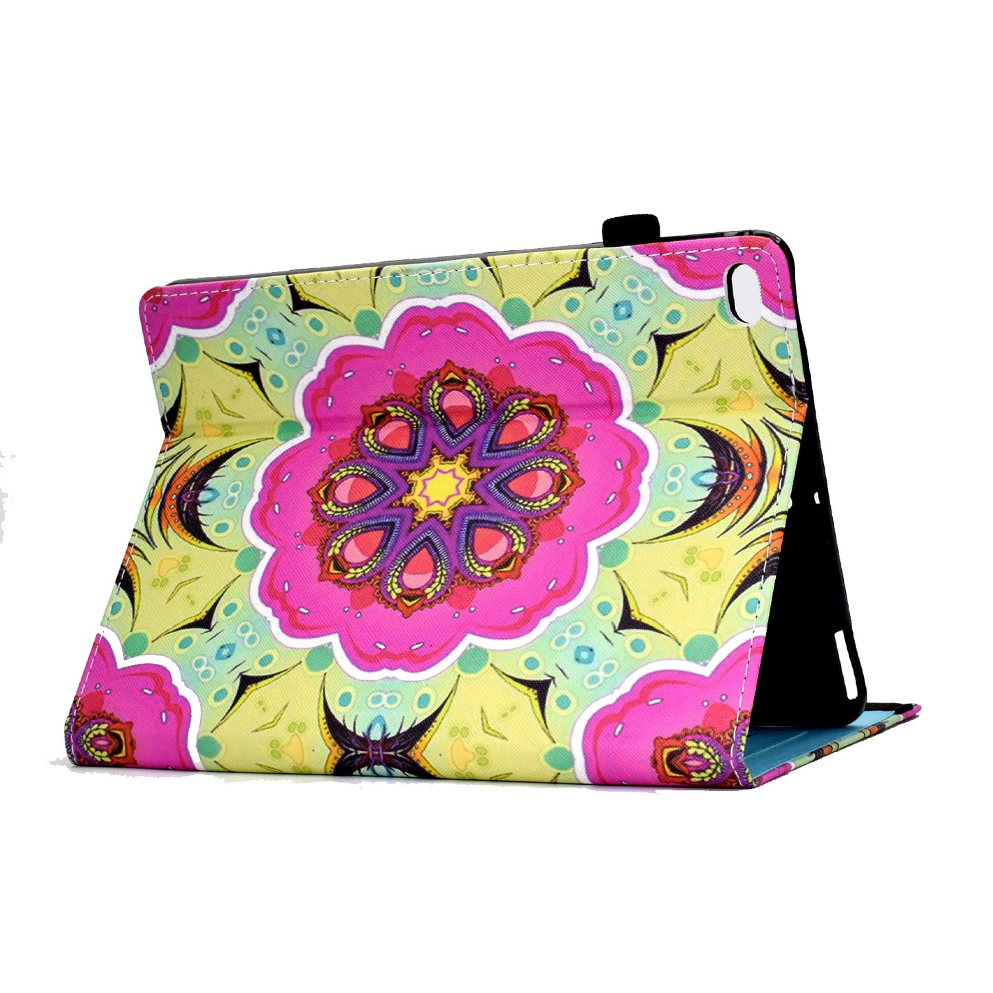 For iPad Air (2013) / Air 2 / iPad 9.7-inch (2017) / (2018) Stitching PU Leather Tablet Cover Pattern Printing Stand Card Holder Case with Elastic Band Closure