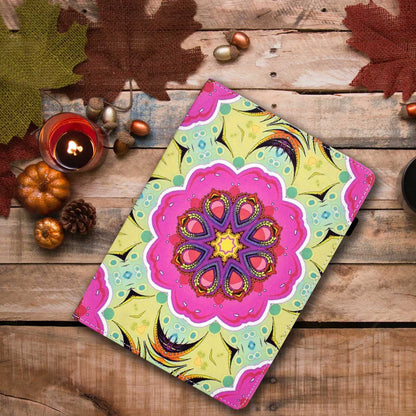 For iPad Air (2013) / Air 2 / iPad 9.7-inch (2017) / (2018) Stitching PU Leather Tablet Cover Pattern Printing Stand Card Holder Case with Elastic Band Closure