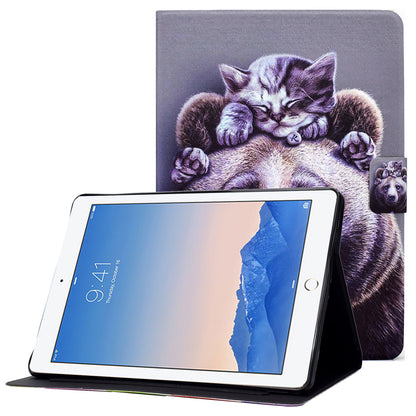 For iPad Air (2013) / Air 2 / iPad 9.7-inch (2017) / (2018) Pattern Printing Tablet Cover PU Leather Stand Card Slots Magnetic Clasp Case