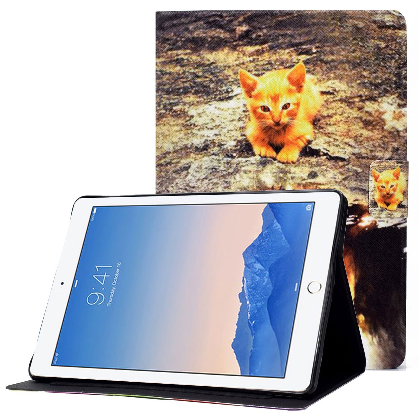 For iPad Air (2013) / Air 2 / iPad 9.7-inch (2017) / (2018) Pattern Printing Tablet Cover PU Leather Stand Card Slots Magnetic Clasp Case