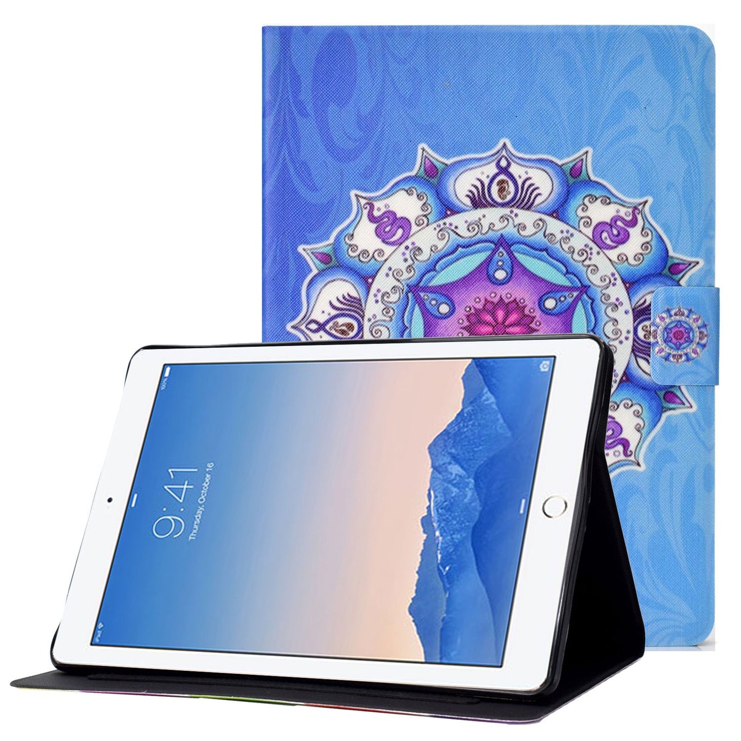 For iPad Air (2013) / Air 2 / iPad 9.7-inch (2017) / (2018) Pattern Printing Tablet Cover PU Leather Stand Card Slots Magnetic Clasp Case