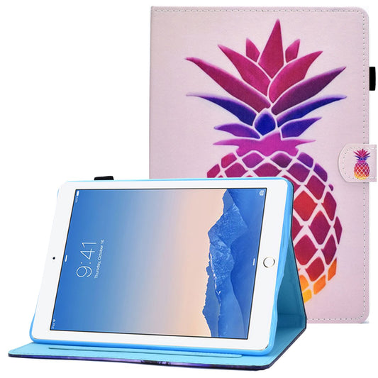For iPad Air (2013) / Air 2 / iPad 9.7-inch (2017) / (2018) Stitched Leather Case Protective Tablet Cover Pattern Printed Magnetic Closure Shockproof Cover with Stand  /  Card Slots