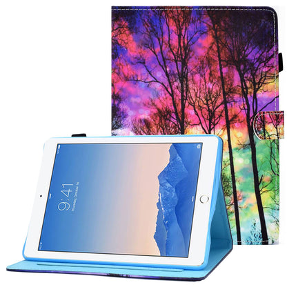 For iPad Air (2013) / Air 2 / iPad 9.7-inch (2017) / (2018) Stitched Leather Case Protective Tablet Cover Pattern Printed Magnetic Closure Shockproof Cover with Stand  /  Card Slots