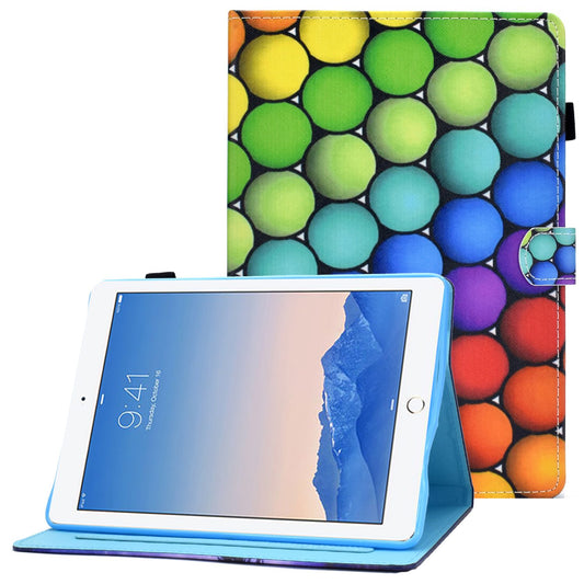 For iPad Air (2013) / Air 2 / iPad 9.7-inch (2017) / (2018) Stitched Leather Case Protective Tablet Cover Pattern Printed Magnetic Closure Shockproof Cover with Stand  /  Card Slots