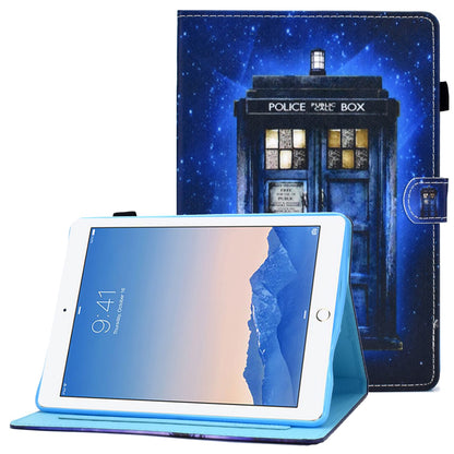 For iPad Air (2013) / Air 2 / iPad 9.7-inch (2017) / (2018) Stitched Leather Case Protective Tablet Cover Pattern Printed Magnetic Closure Shockproof Cover with Stand  /  Card Slots