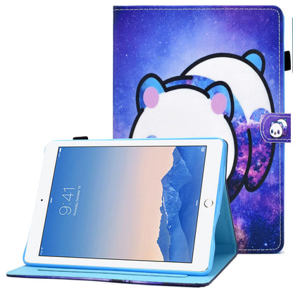 For iPad Air (2013) / Air 2 / iPad 9.7-inch (2017) / (2018) Stitched Leather Case Protective Tablet Cover Pattern Printed Magnetic Closure Shockproof Cover with Stand  /  Card Slots