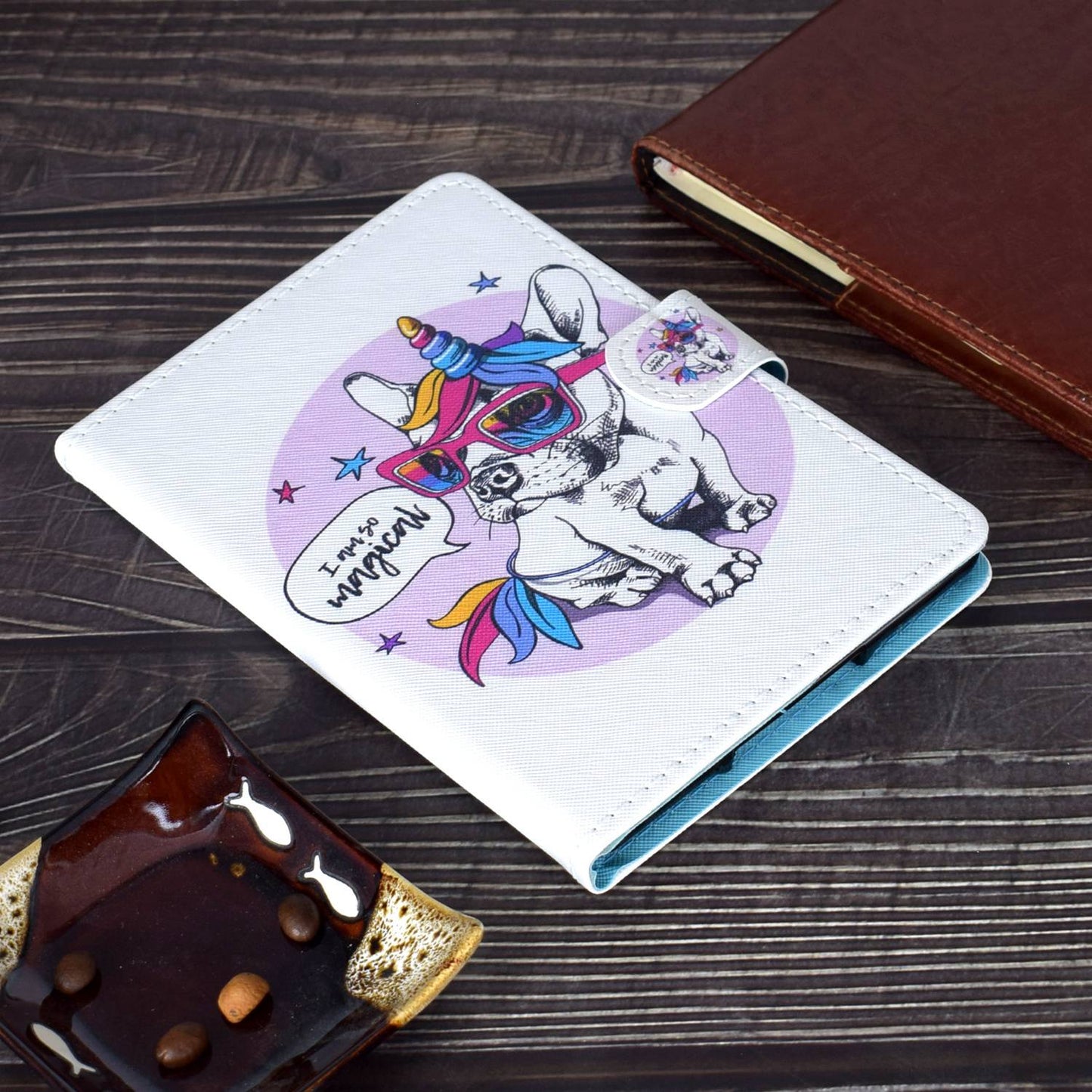 Anti-scratch Tablet Case for Amazon Kindle Paperwhite 5 (2021), Adjustable Stand Stitching Pattern Printing PU Leather Card Holder Protective Tablet Cover