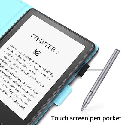 Anti-scratch Tablet Case for Amazon Kindle Paperwhite 5 (2021), Adjustable Stand Stitching Pattern Printing PU Leather Card Holder Protective Tablet Cover