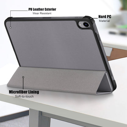 For iPad 10.2 (2022) PU Tablet Case Trifold Stand Shockproof Full Body Protective Cover with Auto Wake / Sleep