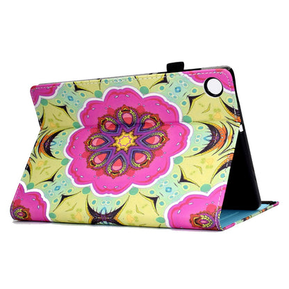 Tablet Case For Lenovo M10 FHD REL / M10 Plus X606F Pattern Printing Stitching Line PU Leather Protective Cover Stand with Elastic Band and Card Slots