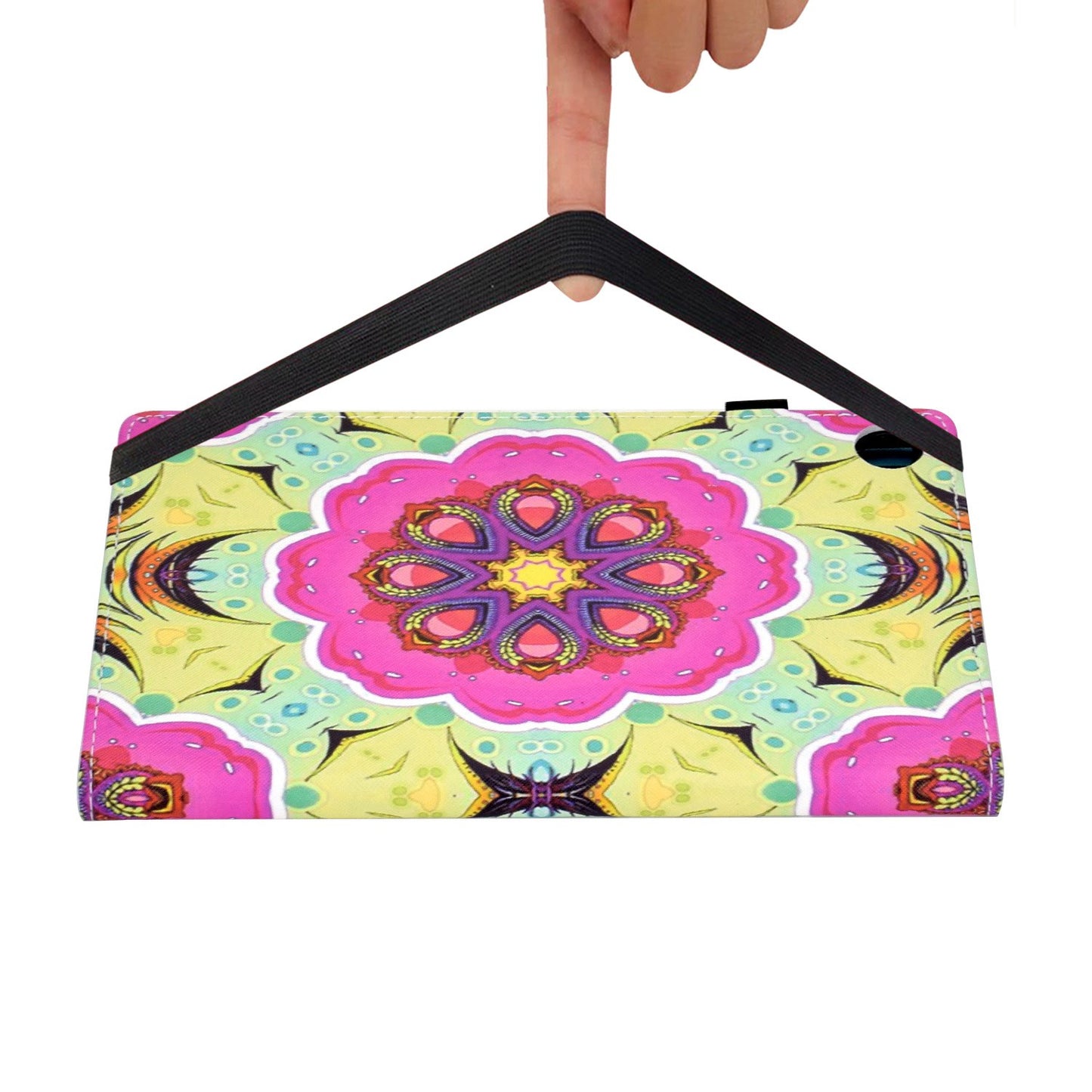 Tablet Case For Lenovo M10 FHD REL / M10 Plus X606F Pattern Printing Stitching Line PU Leather Protective Cover Stand with Elastic Band and Card Slots
