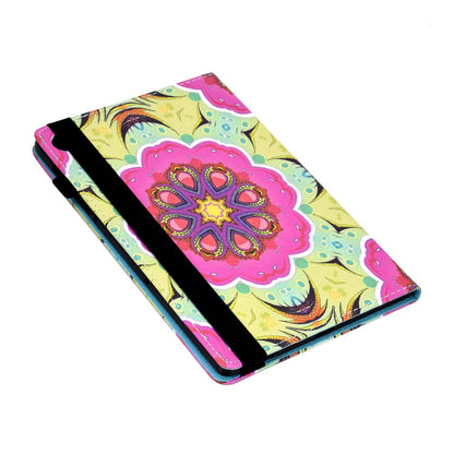 Tablet Case For Lenovo M10 FHD REL / M10 Plus X606F Pattern Printing Stitching Line PU Leather Protective Cover Stand with Elastic Band and Card Slots