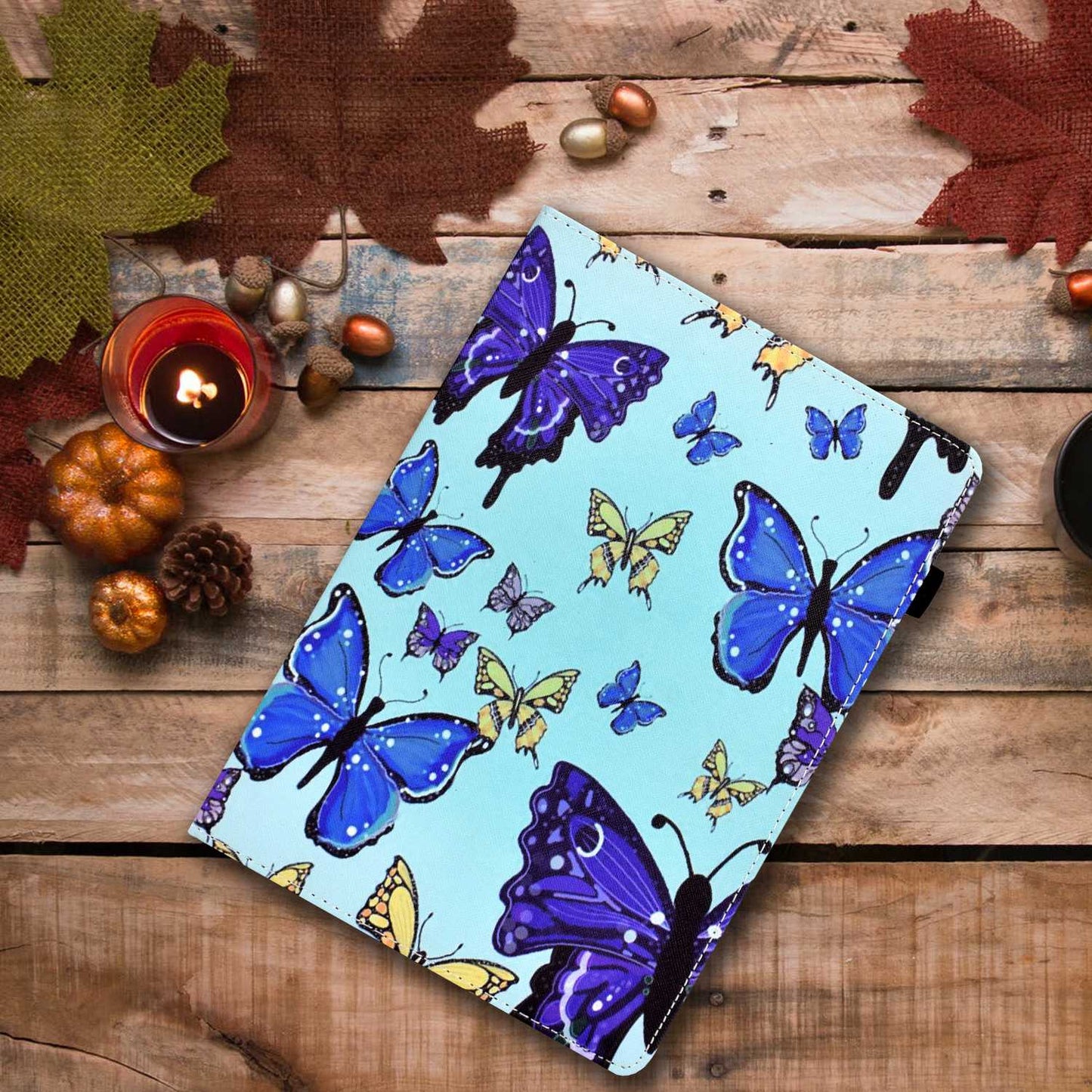 Tablet Case For Lenovo M10 FHD REL / M10 Plus X606F Pattern Printing Stitching Line PU Leather Protective Cover Stand with Elastic Band and Card Slots