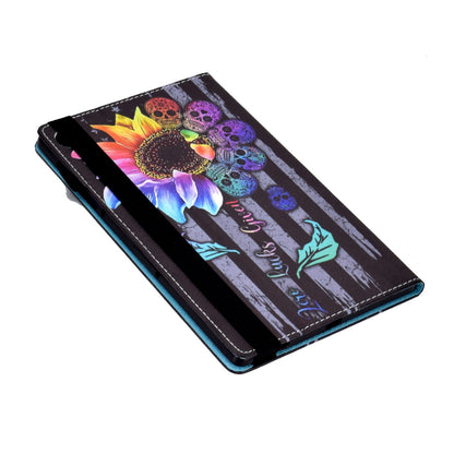 Tablet Case For Lenovo M10 FHD REL / M10 Plus X606F Pattern Printing Stitching Line PU Leather Protective Cover Stand with Elastic Band and Card Slots