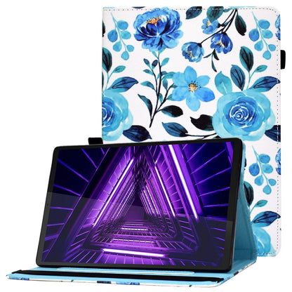 Tablet Case For Lenovo M10 FHD REL / M10 Plus X606F Pattern Printing Stitching Line PU Leather Protective Cover Stand with Elastic Band and Card Slots