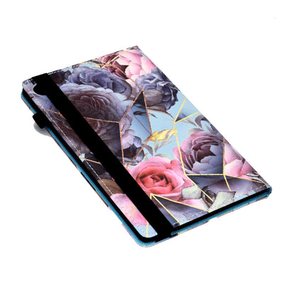 Tablet Case For Lenovo M10 FHD REL / M10 Plus X606F Pattern Printing Stitching Line PU Leather Protective Cover Stand with Elastic Band and Card Slots