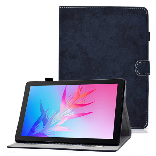 For Huawei Enjoy Tablet 2 / MatePad T 10 9.7 inch / T 10S 10.1 inch / Honor Pad 6 10.1-inch / Pad X6 9.7 inch Cloth Texture Case Solid Color Stitching Leather Stand Card Slots Magnetic Cover
