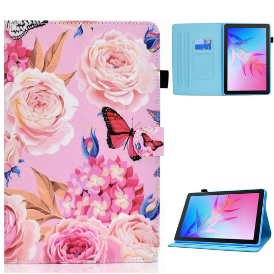 For Huawei Enjoy Tablet 2 / MatePad T 10 9.7 inch / T 10S 10.1 inch / Honor Pad 6 10.1-inch / Pad X6 9.7 inch Pattern Printing Stand Cover Stitching Leather Card Slots Magnetic Case