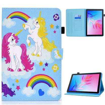 For Huawei Enjoy Tablet 2 / MatePad T 10 9.7 inch / T 10S 10.1 inch / Honor Pad 6 10.1-inch / Pad X6 9.7 inch Pattern Printing Stand Cover Stitching Leather Card Slots Magnetic Case
