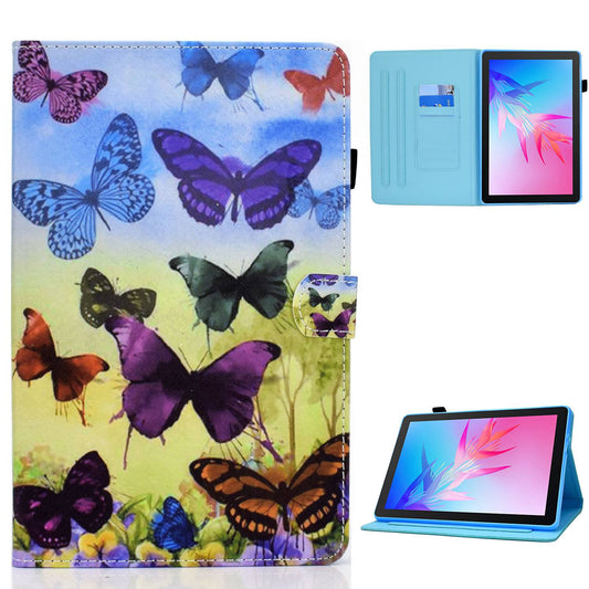 For Huawei Enjoy Tablet 2 / MatePad T 10 9.7 inch / T 10S 10.1 inch / Honor Pad 6 10.1-inch / Pad X6 9.7 inch Pattern Printing Stand Cover Stitching Leather Card Slots Magnetic Case