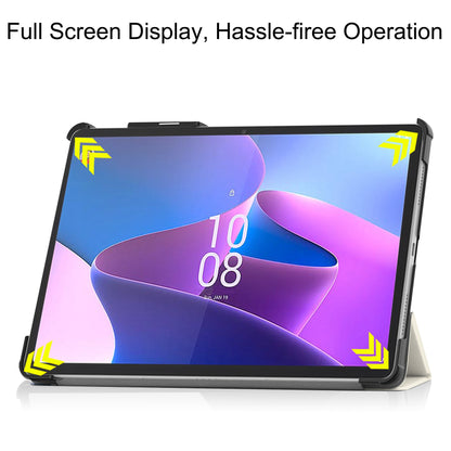 For Lenovo Tab P11 Pro Gen 2 Tri-Fold Stand Tablet Case Pattern Printing PU Leather Auto Wake / Sleep Cover with Pencil Holder