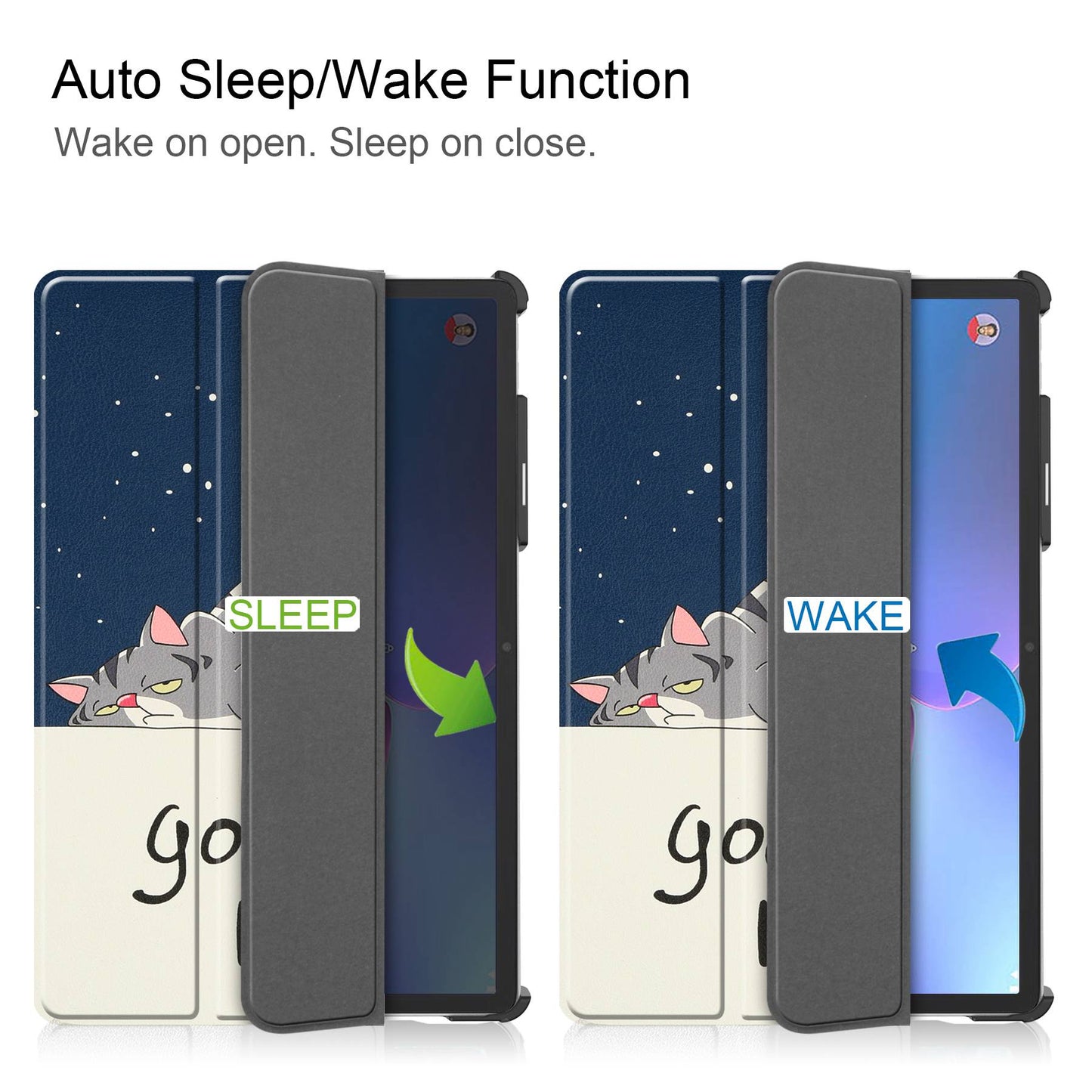 For Lenovo Tab P11 Pro Gen 2 Tri-Fold Stand Tablet Case Pattern Printing PU Leather Auto Wake / Sleep Cover with Pencil Holder