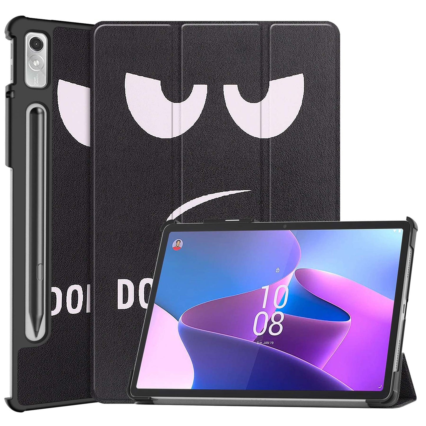 For Lenovo Tab P11 Pro Gen 2 Tri-Fold Stand Tablet Case Pattern Printing PU Leather Auto Wake / Sleep Cover with Pencil Holder