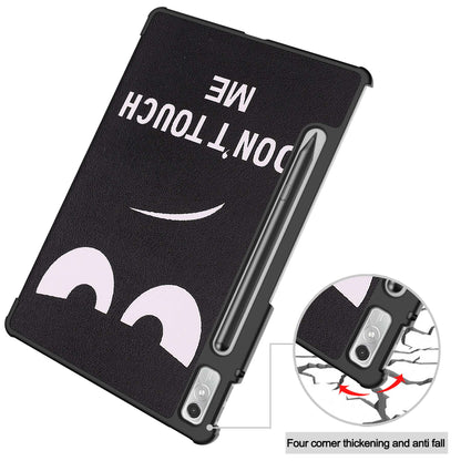 For Lenovo Tab P11 Pro Gen 2 Tri-Fold Stand Tablet Case Pattern Printing PU Leather Auto Wake / Sleep Cover with Pencil Holder