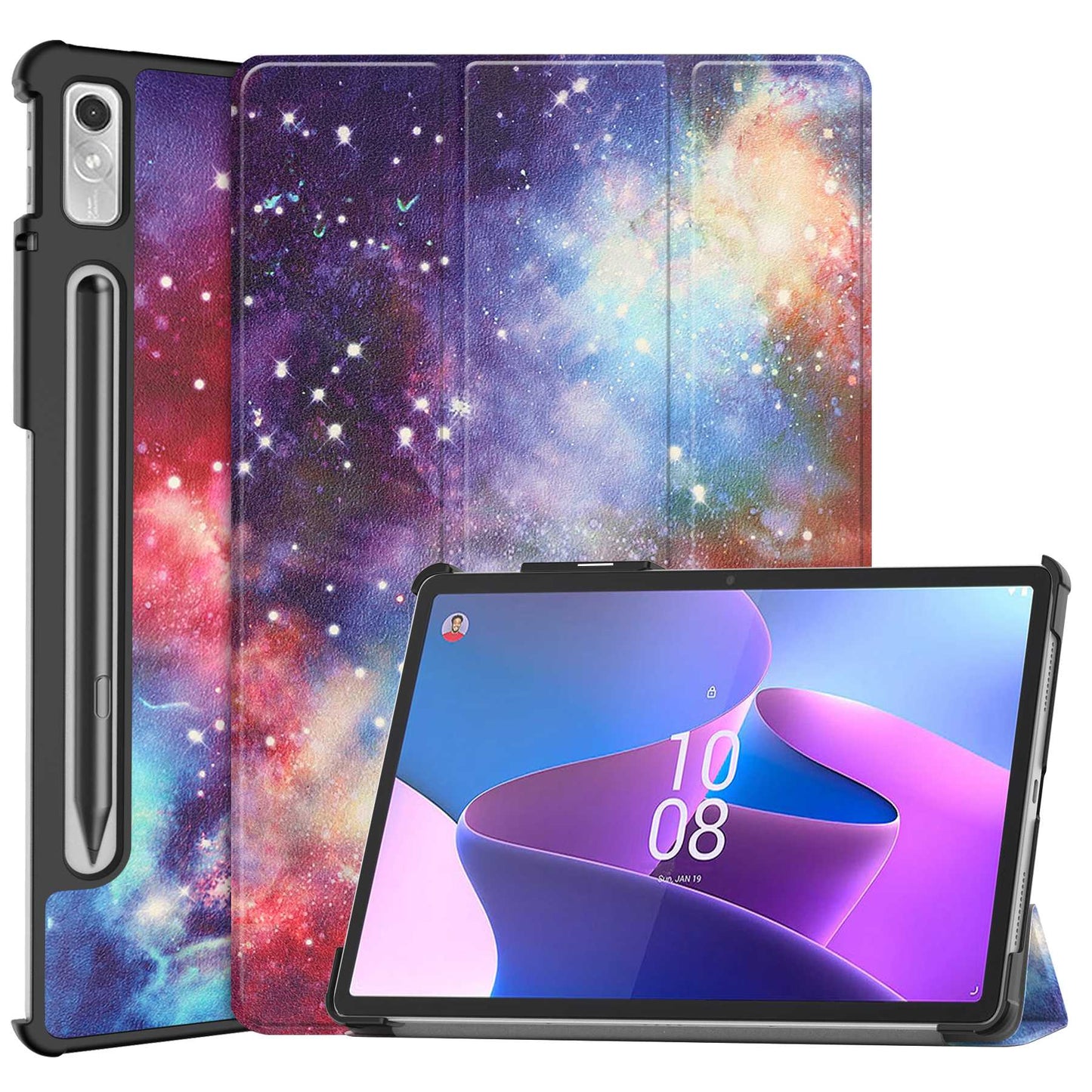 For Lenovo Tab P11 Pro Gen 2 Tri-Fold Stand Tablet Case Pattern Printing PU Leather Auto Wake / Sleep Cover with Pencil Holder
