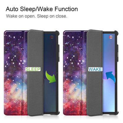 For Lenovo Tab P11 Pro Gen 2 Tri-Fold Stand Tablet Case Pattern Printing PU Leather Auto Wake / Sleep Cover with Pencil Holder