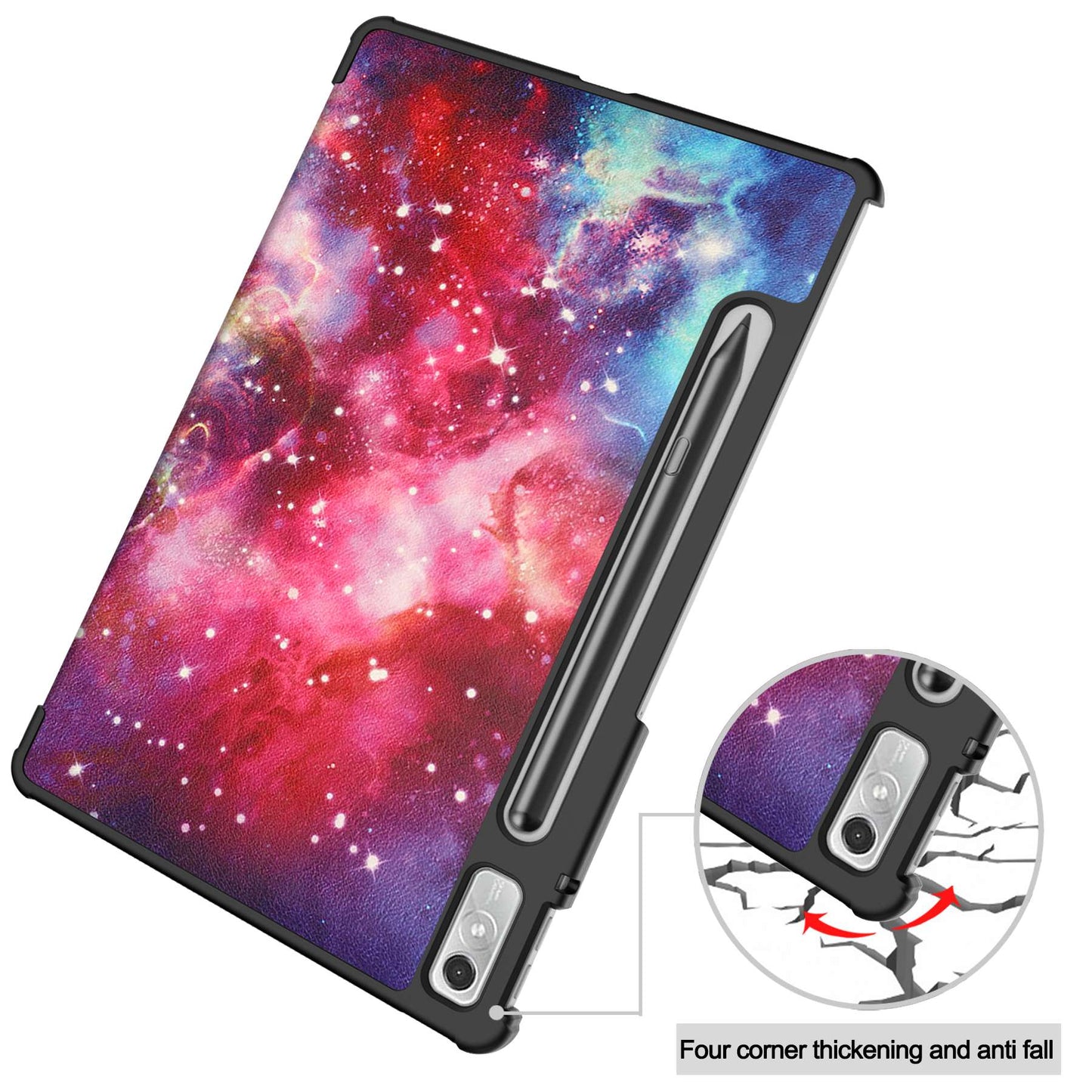 For Lenovo Tab P11 Pro Gen 2 Tri-Fold Stand Tablet Case Pattern Printing PU Leather Auto Wake / Sleep Cover with Pencil Holder