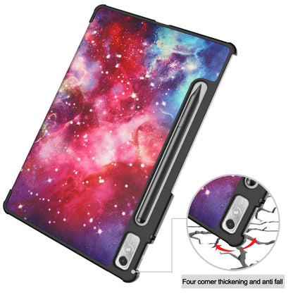 For Lenovo Tab P11 Pro Gen 2 Tri-Fold Stand Tablet Case Pattern Printing PU Leather Auto Wake / Sleep Cover with Pencil Holder