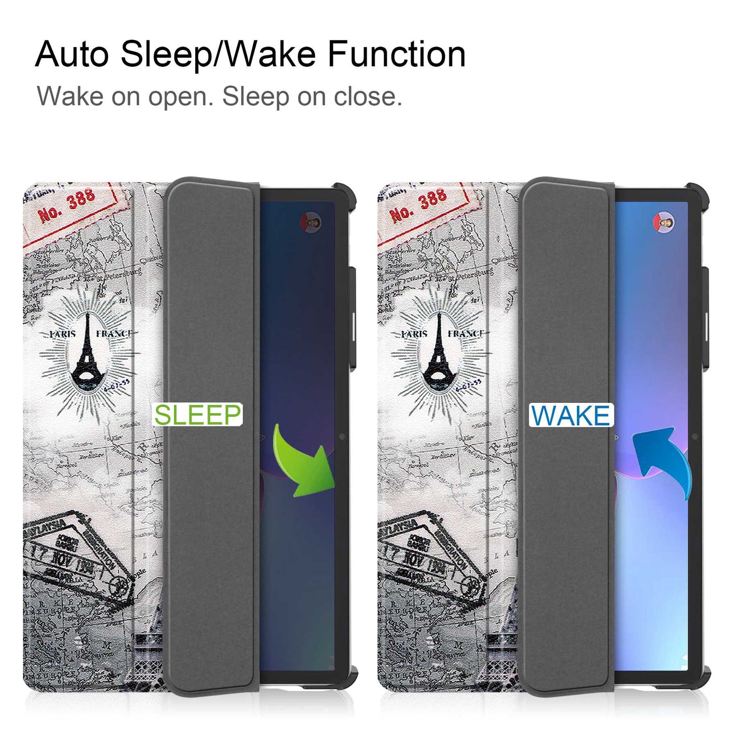 For Lenovo Tab P11 Pro Gen 2 Tri-Fold Stand Tablet Case Pattern Printing PU Leather Auto Wake / Sleep Cover with Pencil Holder