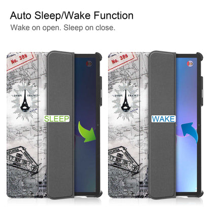 For Lenovo Tab P11 Pro Gen 2 Tri-Fold Stand Tablet Case Pattern Printing PU Leather Auto Wake / Sleep Cover with Pencil Holder