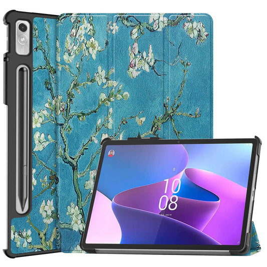 For Lenovo Tab P11 Pro Gen 2 Tri-Fold Stand Tablet Case Pattern Printing PU Leather Auto Wake / Sleep Cover with Pencil Holder
