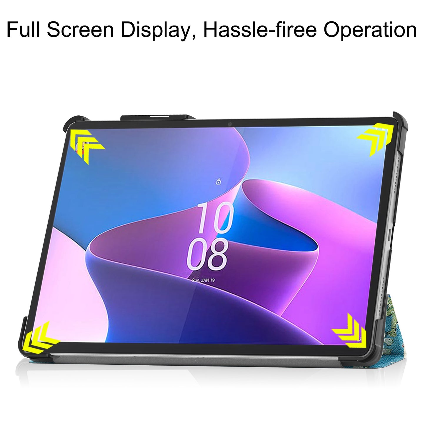 For Lenovo Tab P11 Pro Gen 2 Tri-Fold Stand Tablet Case Pattern Printing PU Leather Auto Wake / Sleep Cover with Pencil Holder