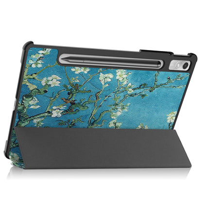 For Lenovo Tab P11 Pro Gen 2 Tri-Fold Stand Tablet Case Pattern Printing PU Leather Auto Wake / Sleep Cover with Pencil Holder