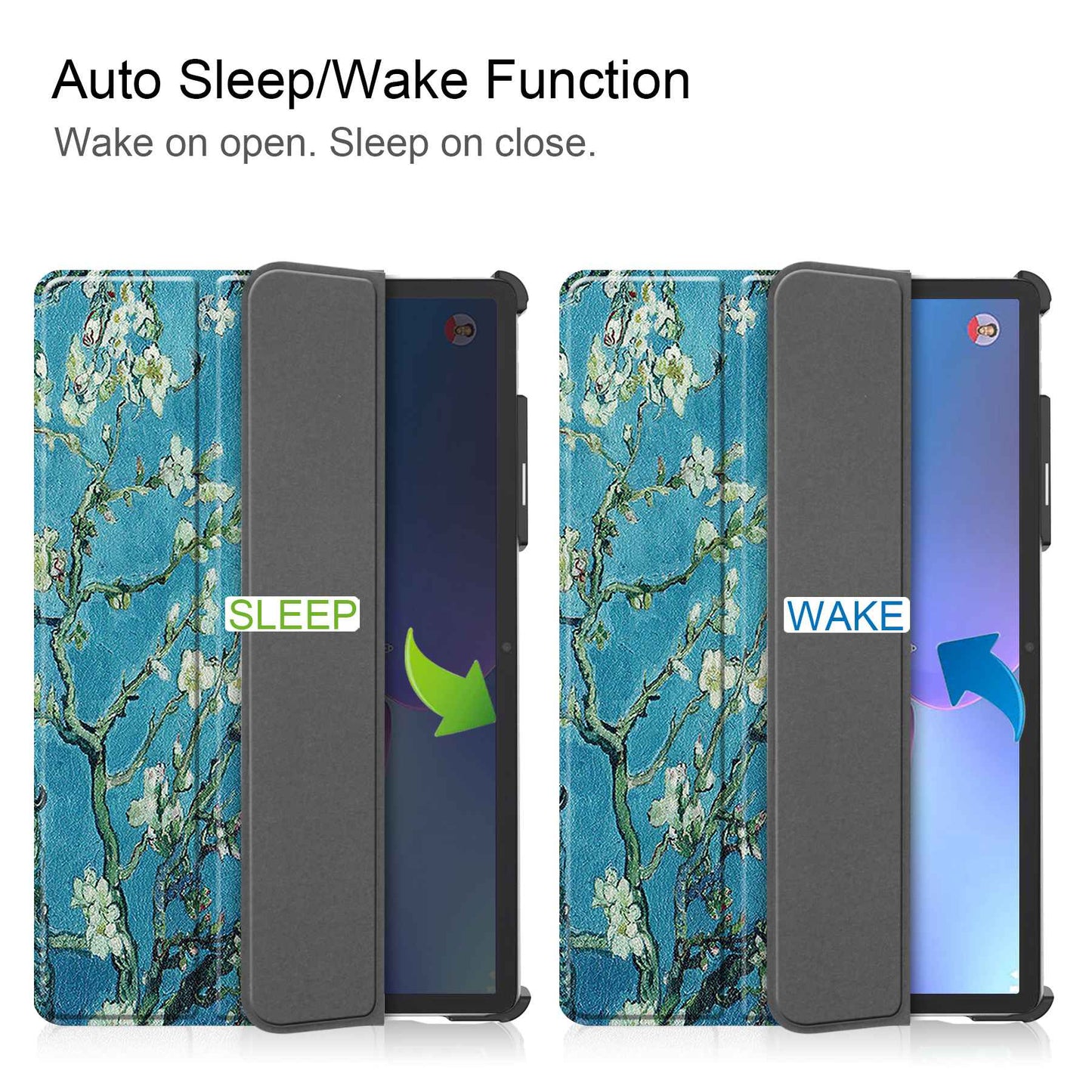 For Lenovo Tab P11 Pro Gen 2 Tri-Fold Stand Tablet Case Pattern Printing PU Leather Auto Wake / Sleep Cover with Pencil Holder