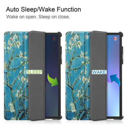 For Lenovo Tab P11 Pro Gen 2 Tri-Fold Stand Tablet Case Pattern Printing PU Leather Auto Wake / Sleep Cover with Pencil Holder