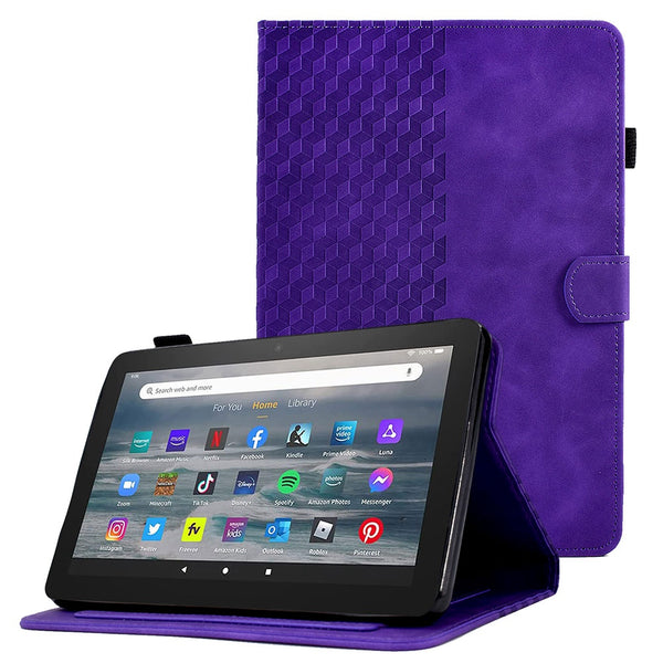 For Amazon Fire HD 8 (2016) / (2017) / (2018) Protective Anti-Fall Case Solid Color Pattern Imprinted Card Slots Tablet Stand Case with Auto Wake / Sleep